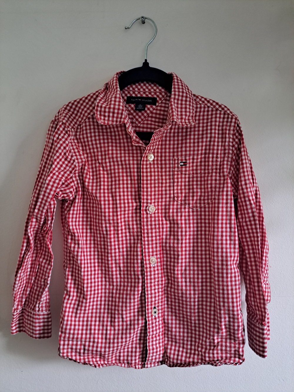 Tommy Hilfiger Red and White Gingham Button-Down Shirt